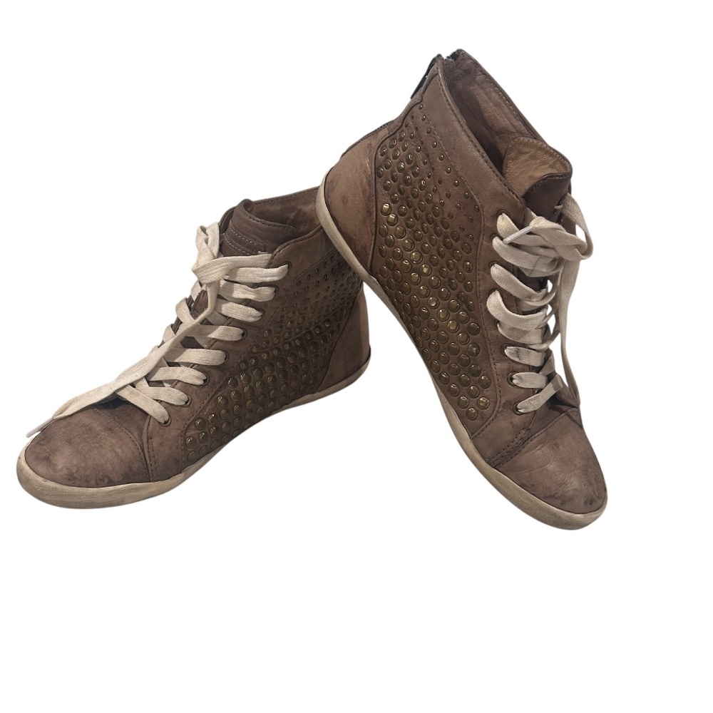 FRYE Kira Studded High Top Sneaker with Zip Back